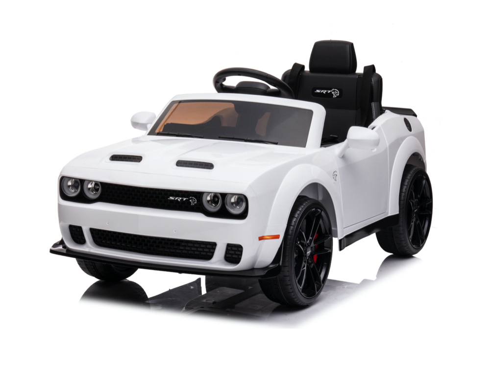 Dodge Challenger Srt, 12-Volt-Elektro-Kinderauto, Ledersitz, Gummireifen, Batterieauto Für Kinder!