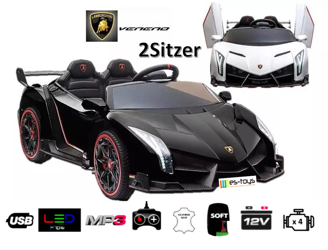 Kinderfahrzeug - Elektro Auto "Lamborghini Veneno"12V10AH, 4x Motor 2 Sitzer MP3