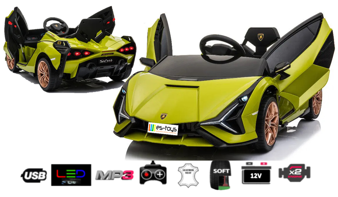 Elektro Kinderauto "Lamborghini Sian" 12V Akku, 2 Motoren- 2,4Ghz Ledersitz EVA