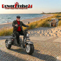 Coco Bike E-Scooter mit Straßenzulassung und drei Räder Trike ca. 80km Reichweite, 60V | 2000W | 40AH Akku -HM-3 Schwarz