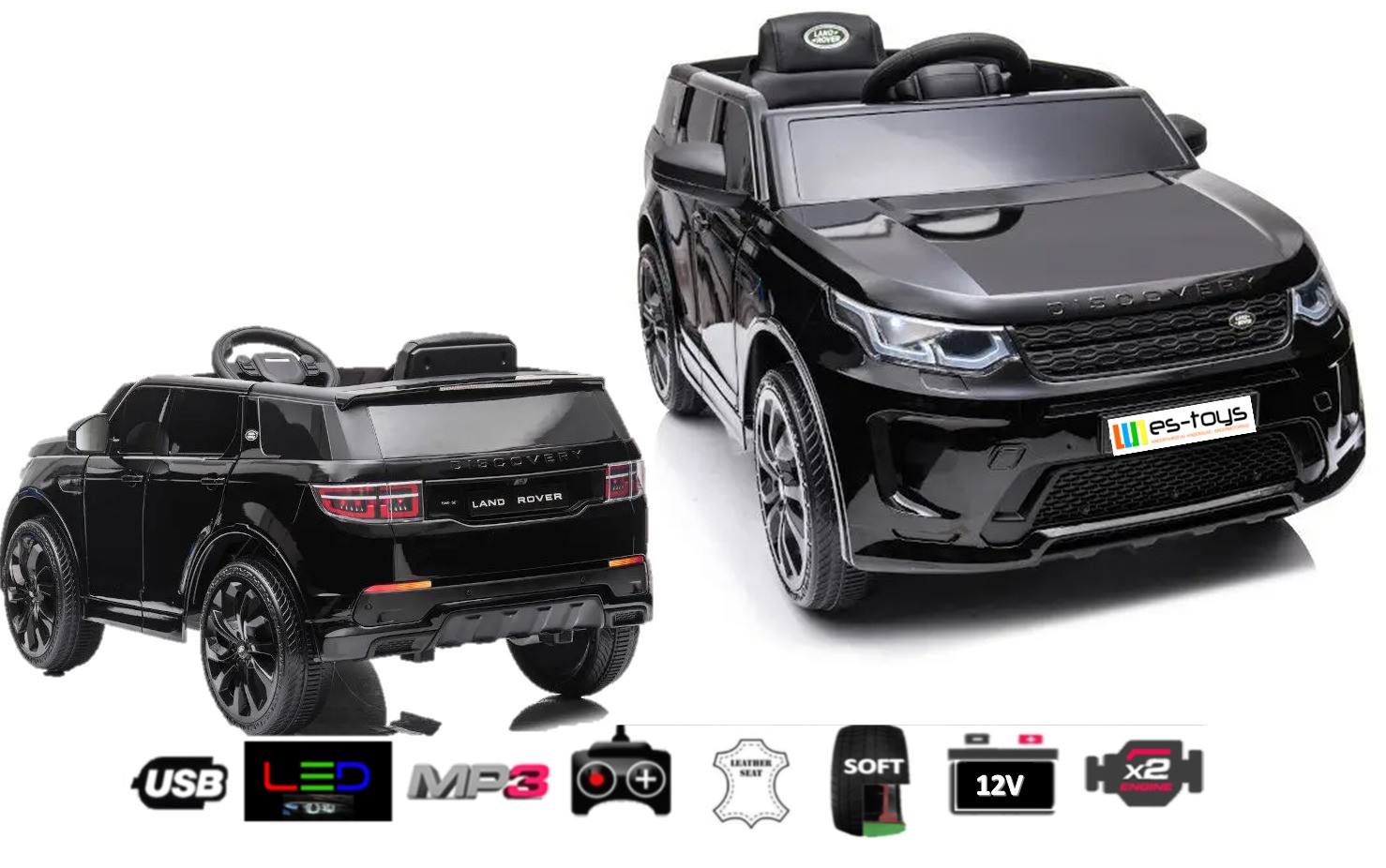 Kinderfahrzeug - Elektro Auto "Land Rover Discovery 5" 12V7AH, 2x Motor, Leder
