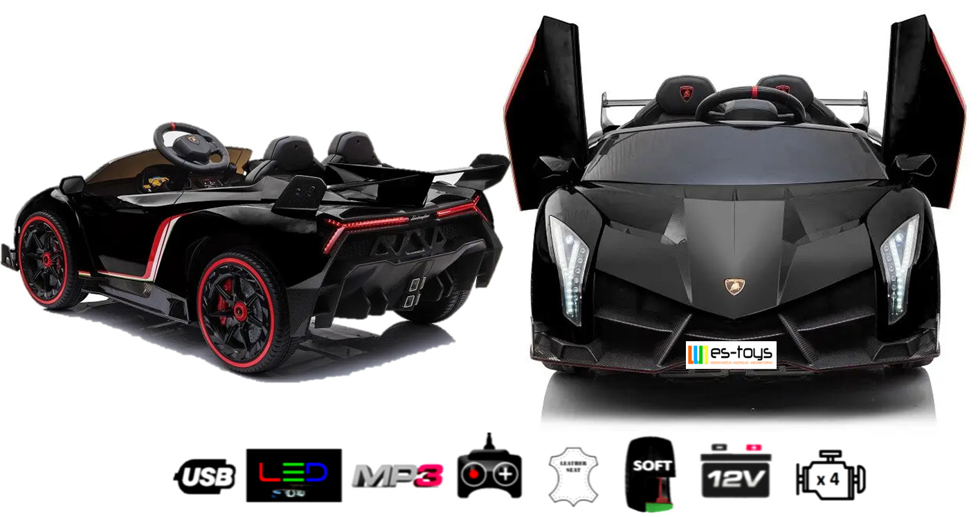 Kinderfahrzeug – Elektro Auto “Lamborghini Veneno 615B” 12V7AH, 4 Motoren Leder