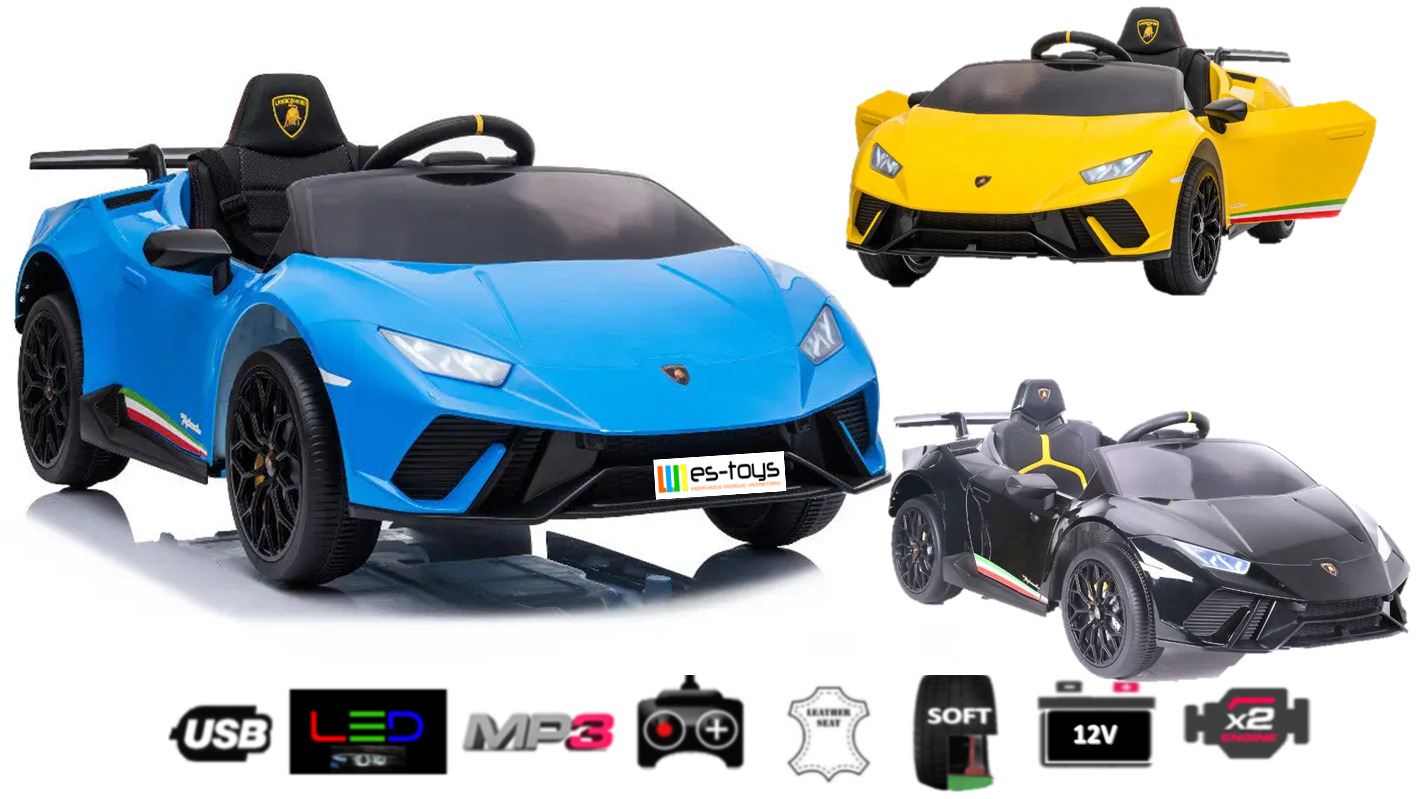 Elektro Kinderauto “Lamborghini Huracan” 12V Akku, 2 Motoren- 2,4Ghz,Ledersitz