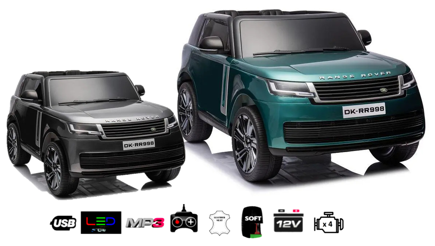 Kinderfahrzeug – Elektro Auto “Land Rover” 2 Sitzer 12V14AH, 4 Motoren lackiert