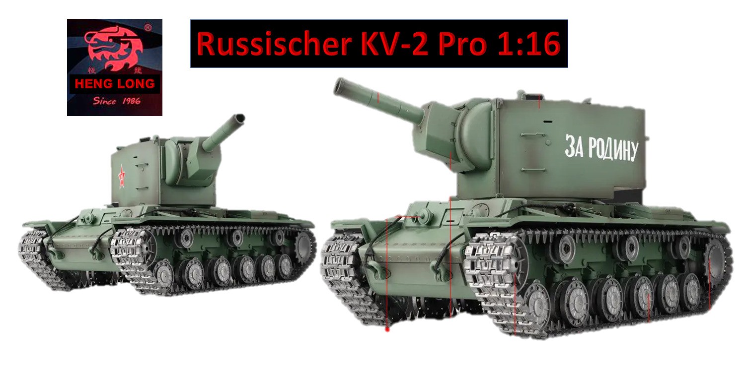 RC Panzer "Russicher KV-2" Heng Long 1:16 mit R&S, Metallgetriebe (Stahl)