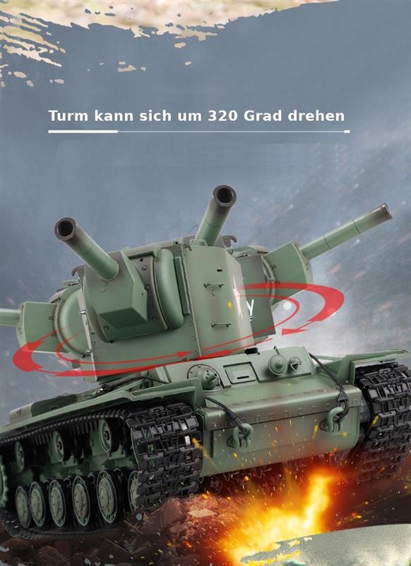 RC Panzer "Russicher KV-2" Heng Long 1:16 mit R&S, Metallgetriebe (Stahl) – Bild 3