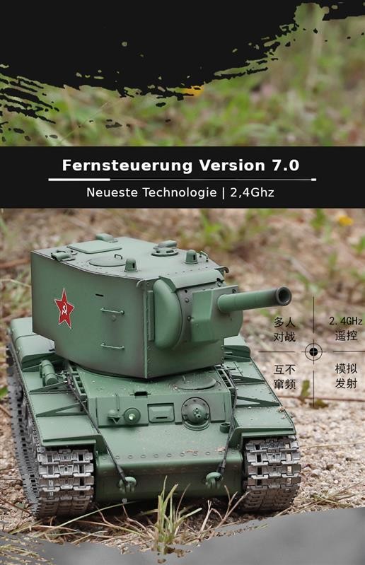 RC Panzer "Russicher KV-2" Heng Long 1:16 mit R&S, Metallgetriebe (Stahl) – Bild 17
