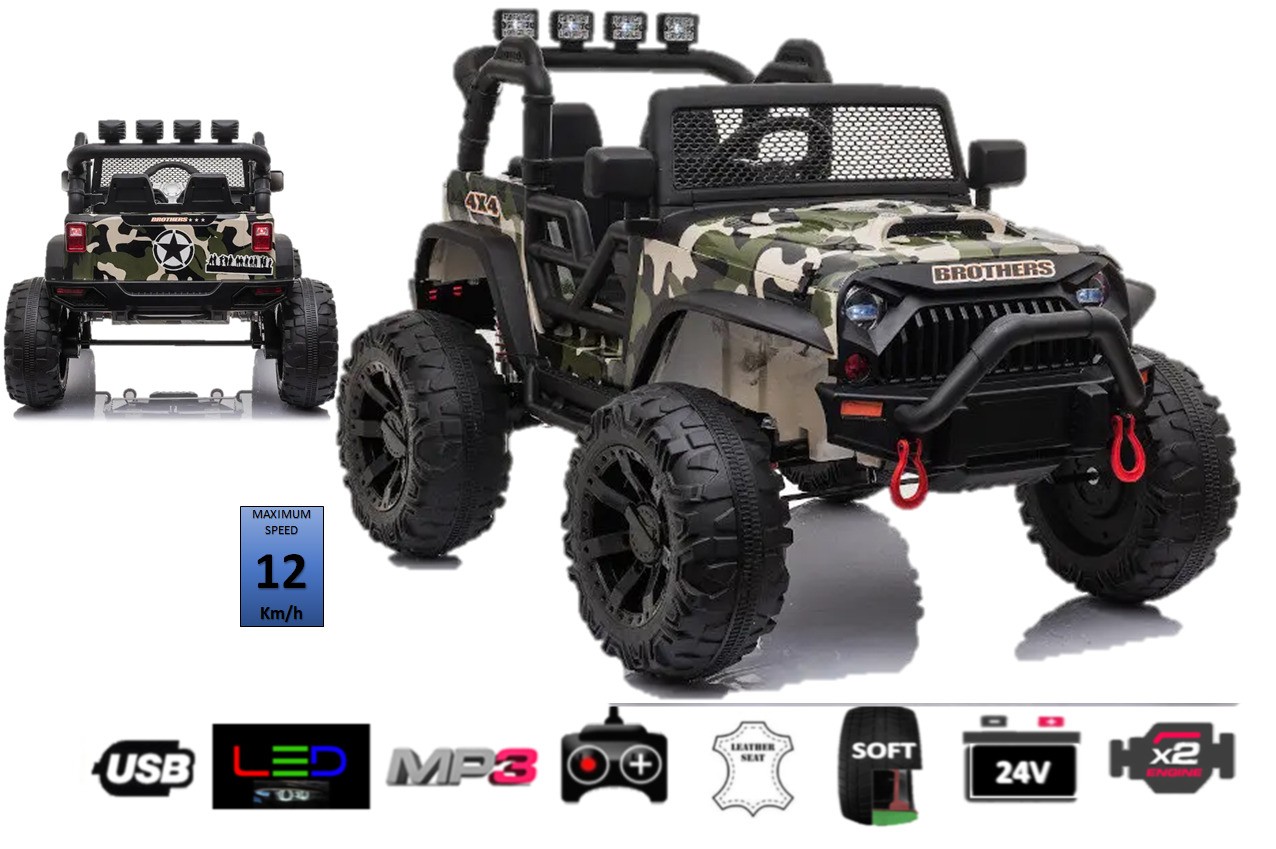Kinderfahrzeug - Elektro Auto Offroad Mit 24V Akku Und 2x200W Motoren "Camouflage