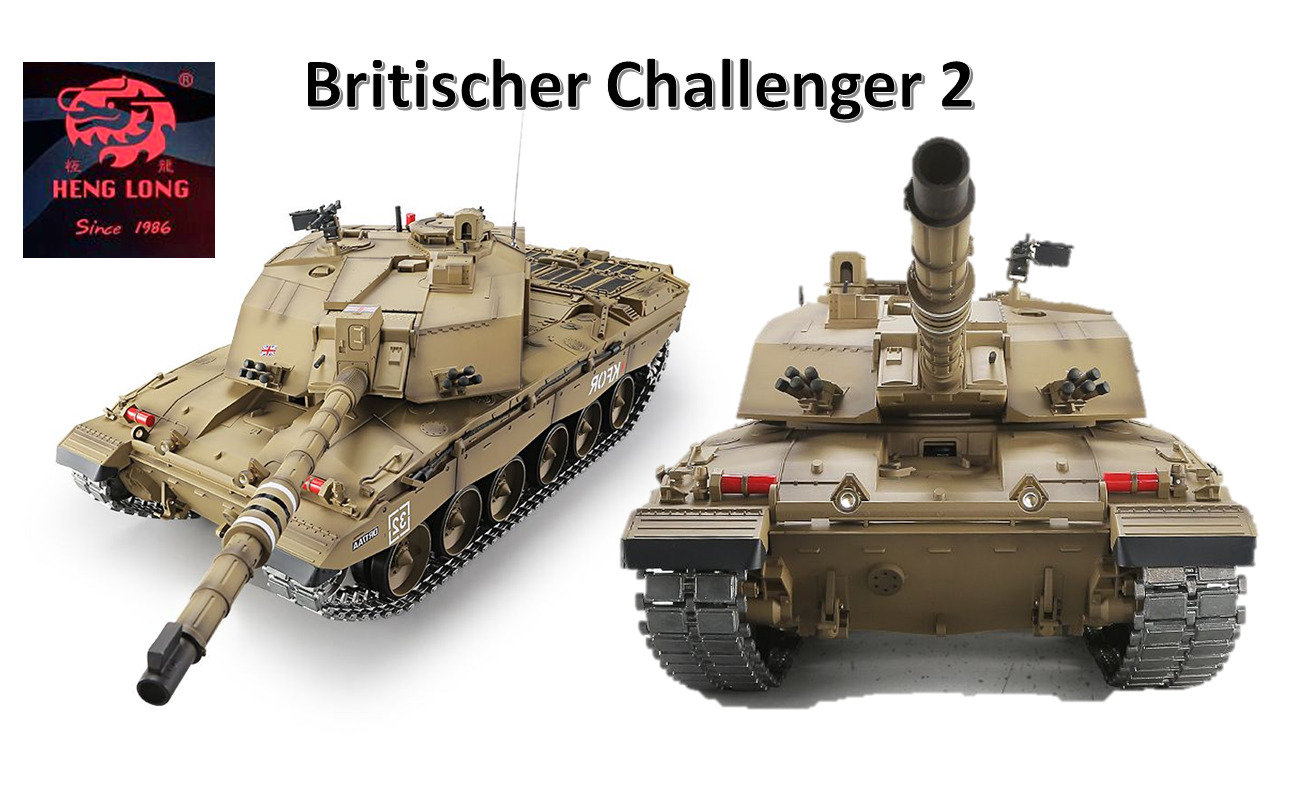 RC Panzer “Britischer Challenger 2” Heng Long 1:16 mit RS + Stahlgetriebe -2,4Gh