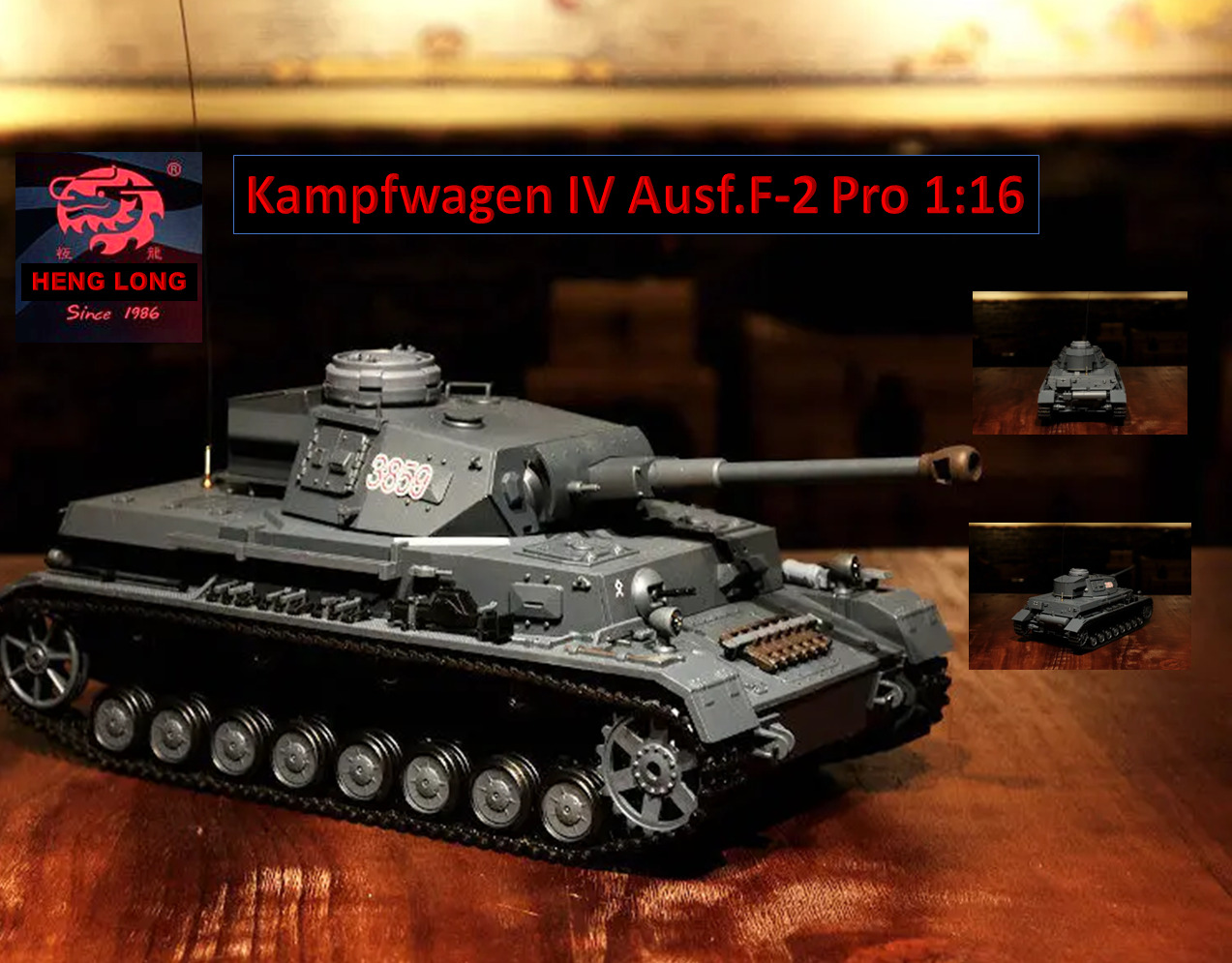 RC Panzer "Kampfwagen IV Ausf.F-2" Heng Long 1:16 Grau mit Rauch & Sound, Metall