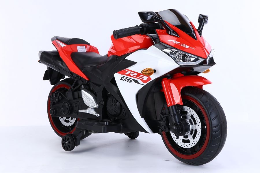 Elektro Kindermotorrad 888 – 12V 4,5A Akku – mit Stützräder, Musik und Lichter -