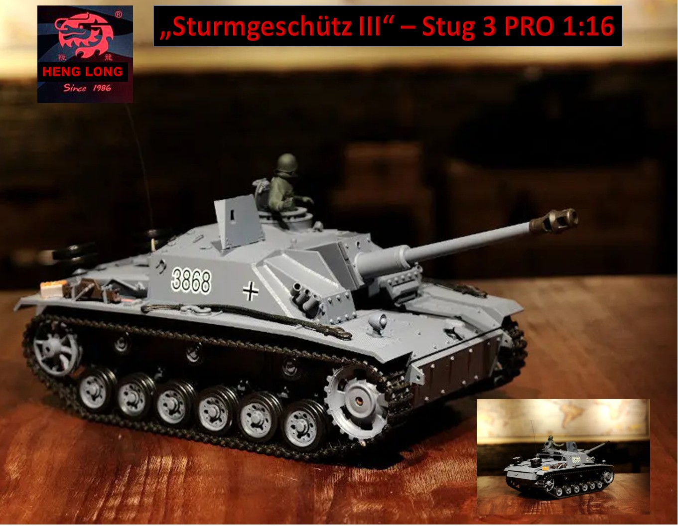 RC Panzer "Sturmgeschütz III" - Stug 3 Heng Long 1:16 Rauch&Sound Metallgetriebe
