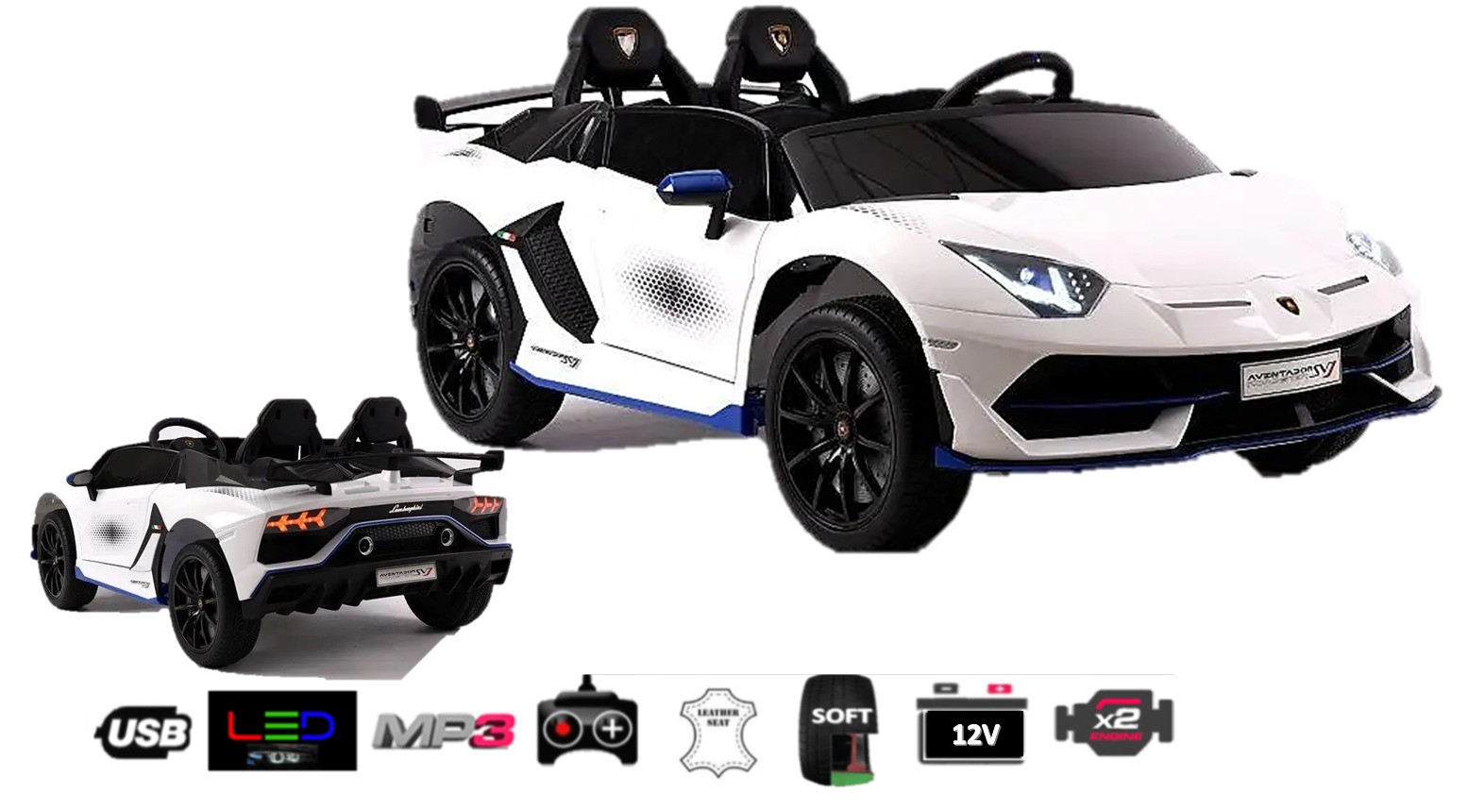 Elektro Kinderfahrzeug “Lamborghini Aventador SVJ Xago 2 Sitzer” – lizenziert