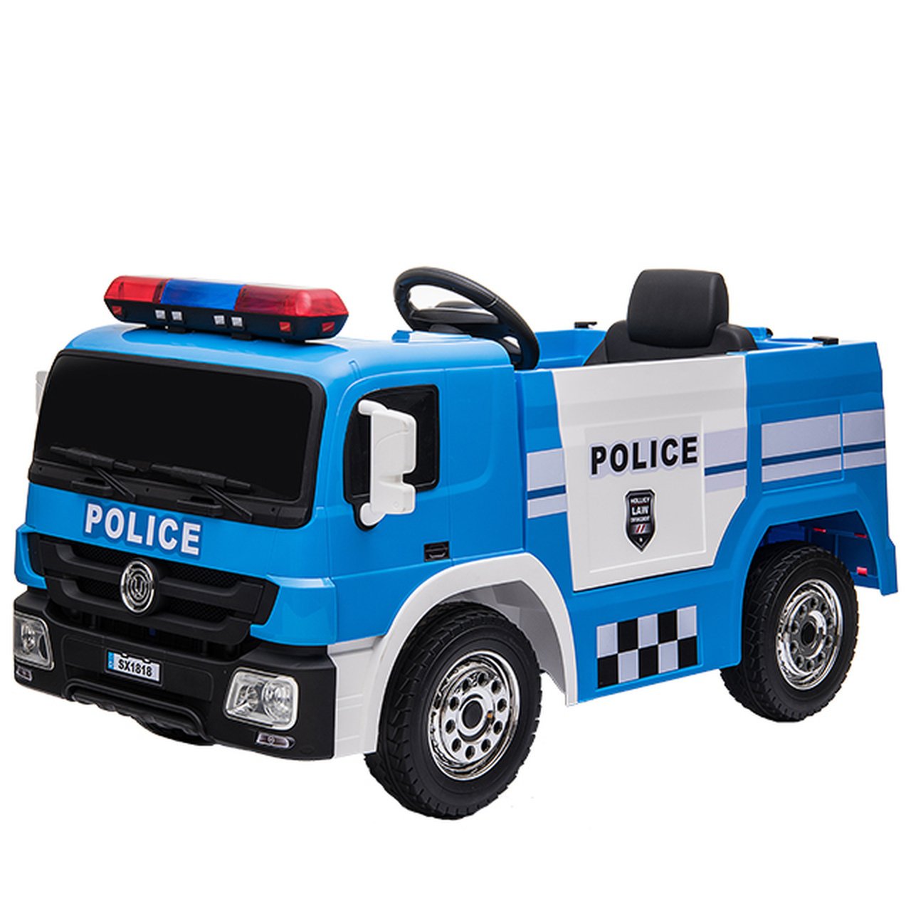 Polizei-Lkw, 12 V, Elektrischer Aufsitz-Lkw, Blau